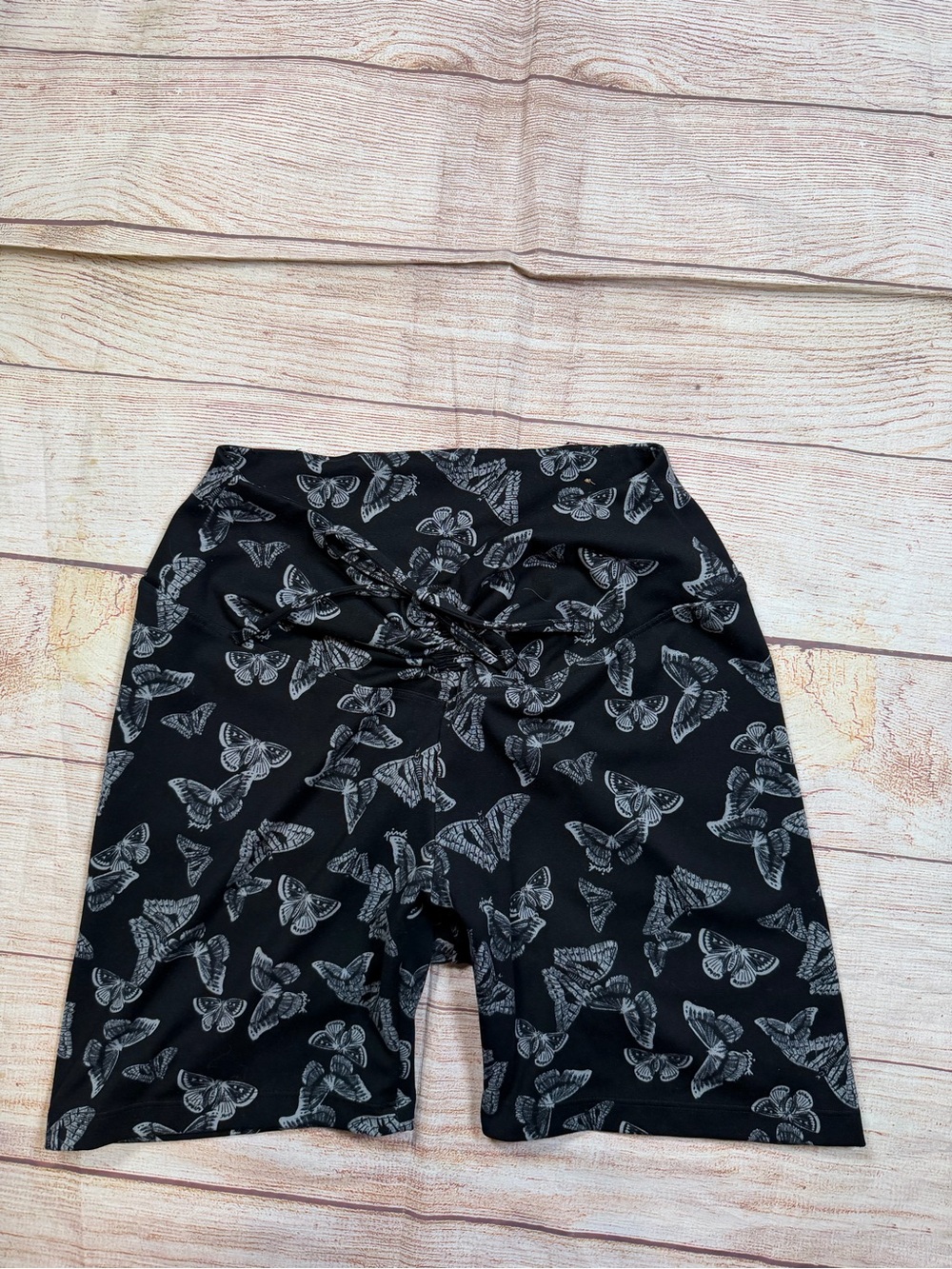 PINK Victoria's Secret Black Bike Shorts with White Butterfly Pattern